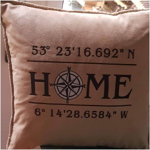 Eiremade Craft Emboidered Geo location cushion